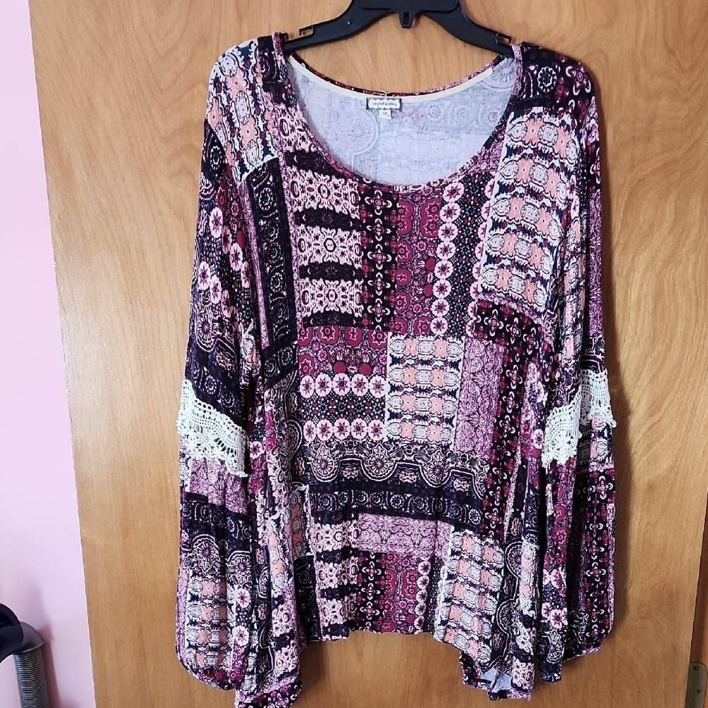 Eyeshadow Patchwork Blouse - Pink and Purple